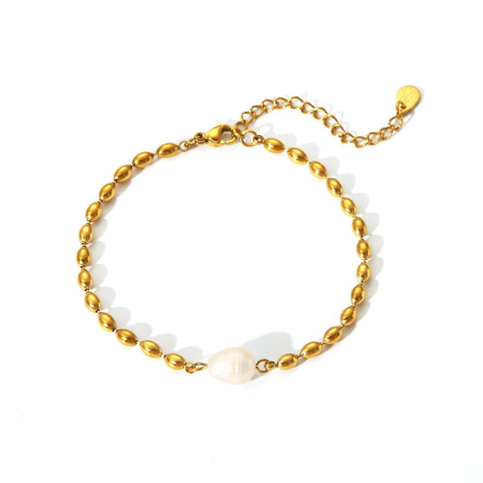 Golden Pearl Charm Bracelet